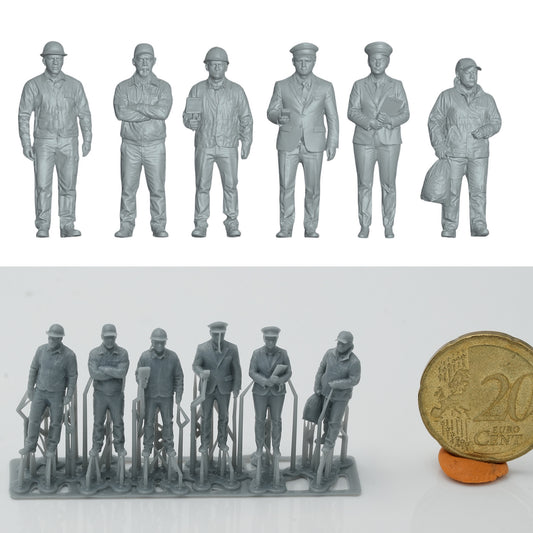 Diorama Modellbau Produktfoto 0: Bahnpersonal Figuren Set 2 - 6 Figuren (h0_28)