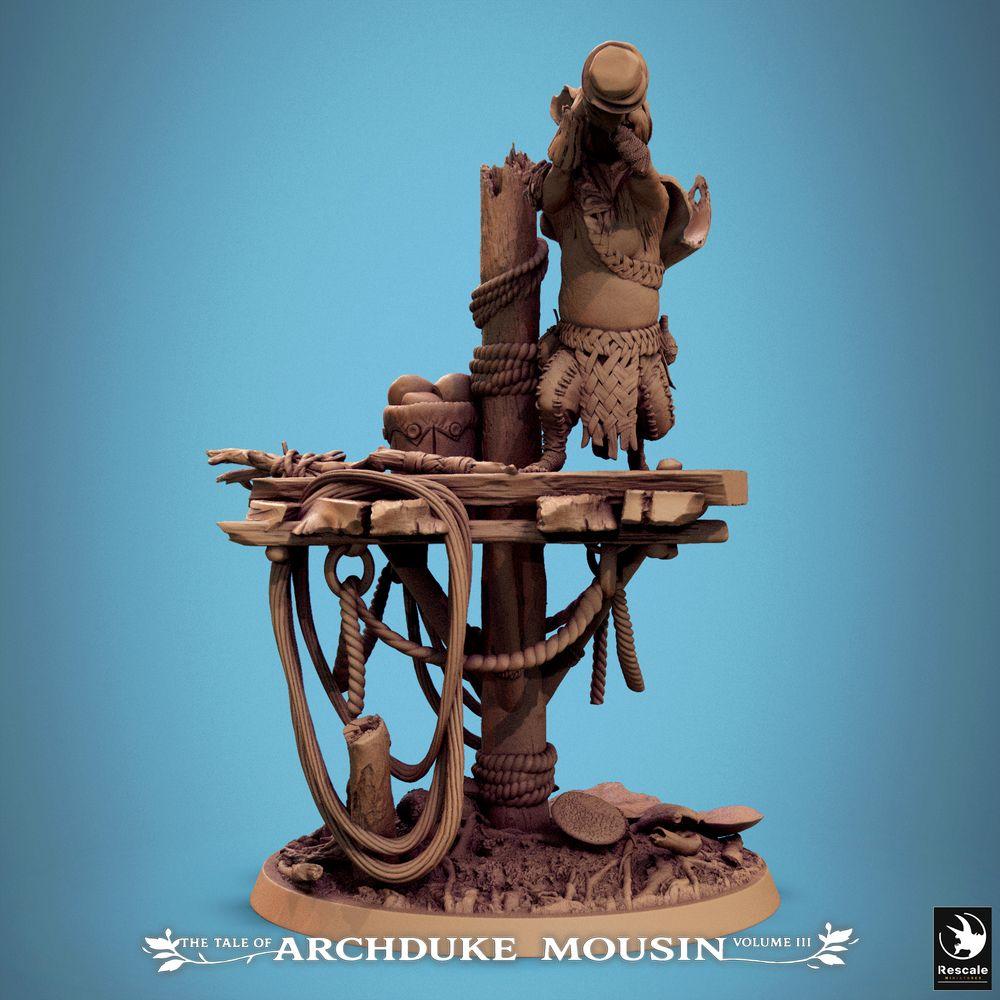 Produktfoto Tabletop 28mm Lord of the Print (LotP) 0: Tabletop Figur: Nager-Pirat (Ratten-Seefahrer), Freibeuter/Swashbuckler mit Humpen und Rundschild auf Schiffsplanken-Hafen-Base (25_07_Q17)