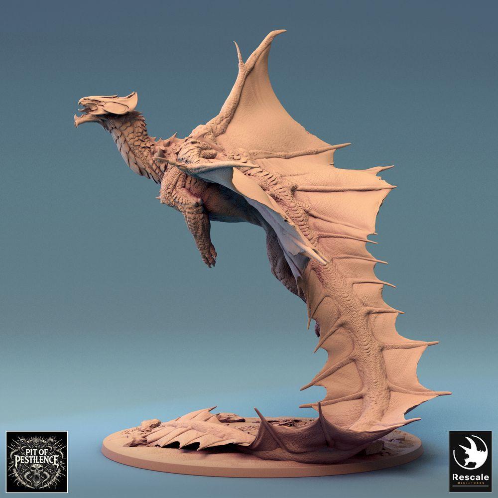 Produktfoto Tabletop 28mm Lord of the Print (LotP) 0: Tabletop Miniatur: Legendärer Messingdrache (Brass Dragon), Großdrache im Abflug, Flugdrache, Drachenmodell, Rollenspiel-Miniatur, Bossmonster (24_08_I)