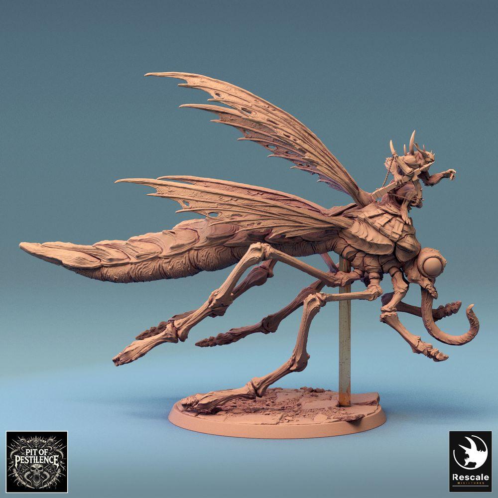Produktfoto Tabletop 28mm Lord of the Print (LotP) 0: Tabletop Miniatur: Dämonenreiter auf Insektenbestie, Flugdämon mit Sichel, Schwarmfürst Insektenlord, Pestbringer Boss (24_08_E3)