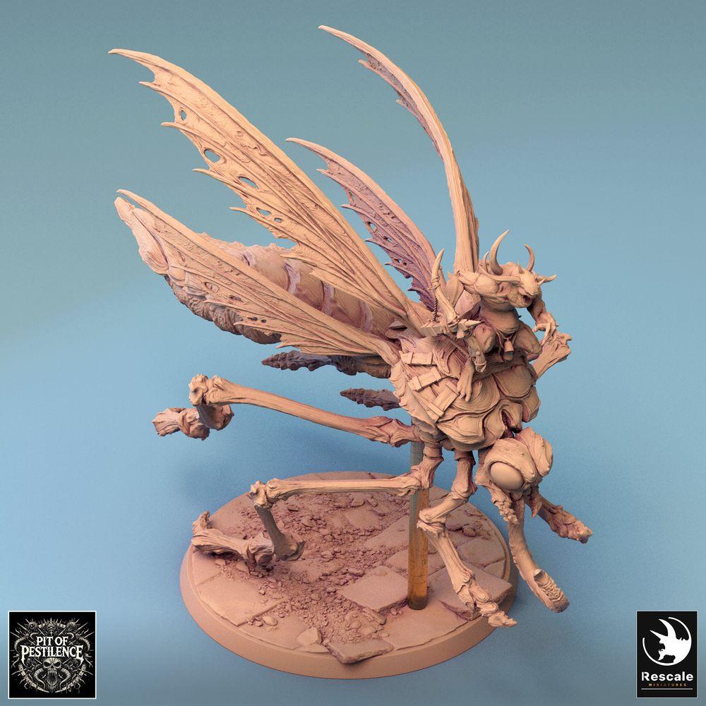 Produktfoto Tabletop 28mm Lord of the Print (LotP) 0: Tabletop Miniatur: Dämonenreiter auf Insektenbestie, Flugdämon mit Sichel, Schwarmfürst Insektenlord, Pestbringer Boss (24_08_E3)