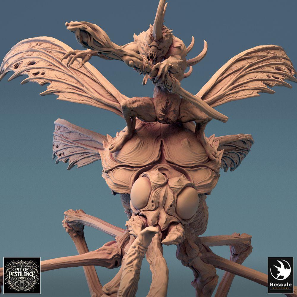 Produktfoto Tabletop 28mm Lord of the Print (LotP) 0: Tabletop Miniatur: Gehörnter Bestienreiter auf riesiger Mückenbestie - Insekten-Monster, Flugbestie, Schwarmdämon - E5 Dravon Pursuit (24_08_E5)