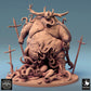 Produktfoto Tabletop 28mm Lord of the Print (LotP) 0: Tabletop Miniatur: Seuchendämon, Dämonenfürst - korpulentes Großmonster und Tentakelbestie mit Henkeraxt und Trophäenstab, brüllend mit Hornkrone und aufgerissenem Bauch (24_08_B1)
