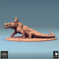 Produktfoto Tabletop 28mm Lord of the Print (LotP) 0: Tabletop Miniatur: Barbarenreiter auf Sumpfbestie - Reptilienungeheuer Kriegssaurier, Warbeast mit Speer, Ketten- und Sattelpanzer (24_08_C2)