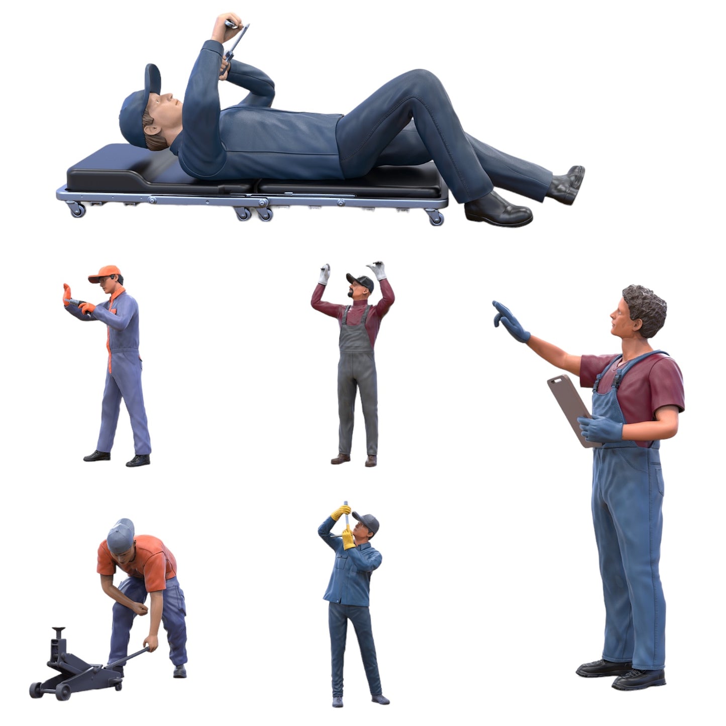 Produktfoto Diorama und Modellbau Miniatur Figur: Mechaniker Set, 6 Figuren