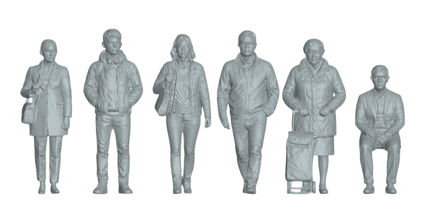 Diorama Modellbau Produktfoto 2: Passanten Figuren Set 2 - 6 Figuren (h0_29)