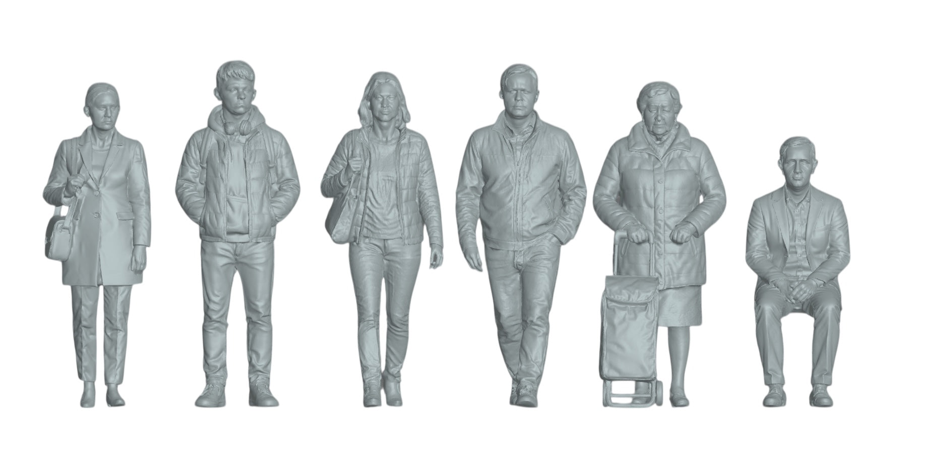 Diorama Modellbau Produktfoto 2: Passanten Figuren Set 2 - 6 Figuren (h0_29)