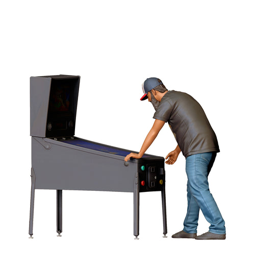 Diorama Modellbau Produktfoto 0: Stehende Figur: Vorgebeugter Flipperspieler am Automaten (Ref. Nr. 523)