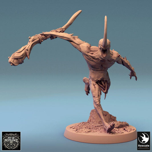 Produktfoto Tabletop 28mm Lord of the Print (LotP) 0: Tabletop Miniatur: Dämonische Chaosbrut im Ansturm mit Knochenkeule - Mutantenbestie, Ghoul-Champion, Boss-Monster (24_08_F16)