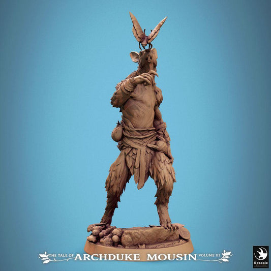 Produktfoto Tabletop 28mm Lord of the Print (LotP) 0: Tabletop Miniatur: Rattenmensch-Schamane - Nager-Druide, Waldschamane, Tribal Seher mit Schmetterlingsgeist, Warband-Anführer, Spellcaster (25_07_Q29)