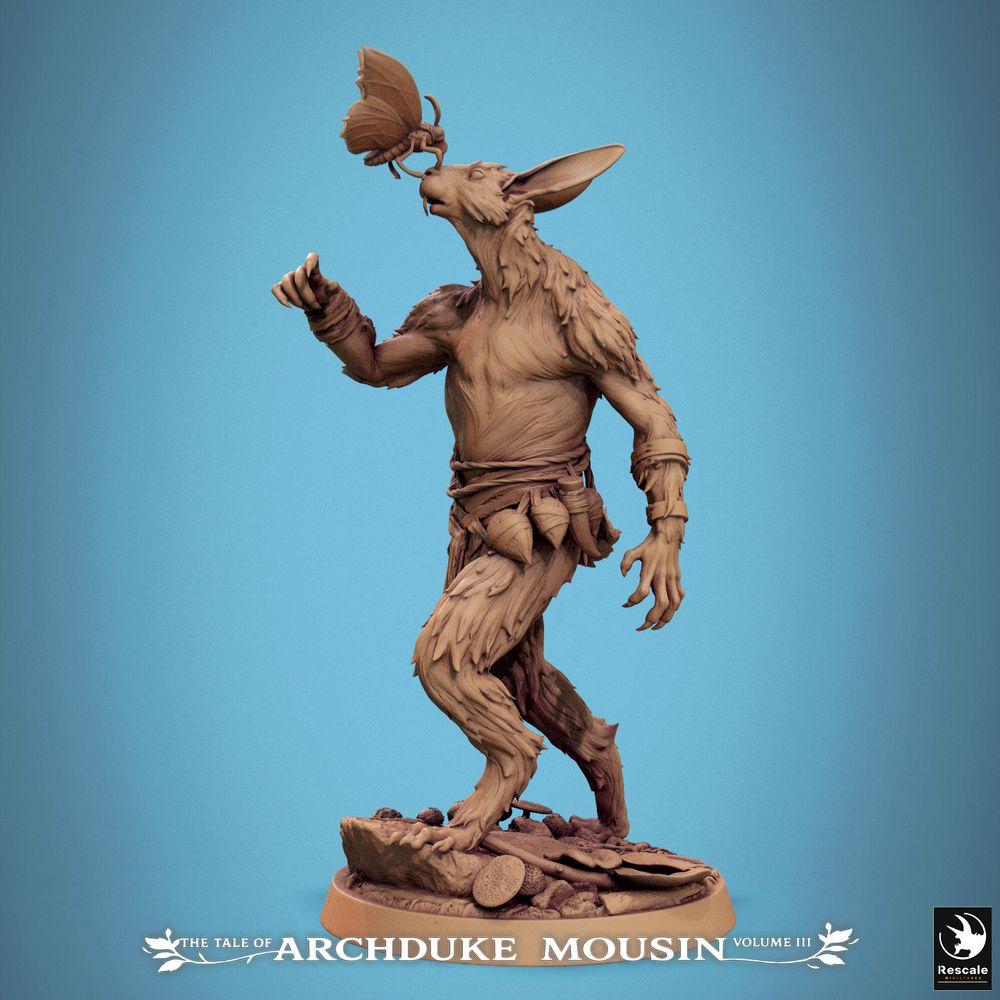 Produktfoto Tabletop 28mm Lord of the Print (LotP) 1: Tabletop Miniatur: Rattenmensch-Schamane - Nager-Druide, Waldschamane, Tribal Seher mit Schmetterlingsgeist, Warband-Anführer, Spellcaster (25_07_Q29)