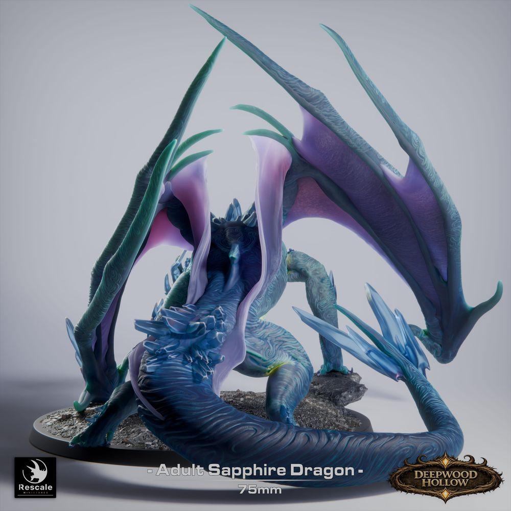 Produktfoto Tabletop 28mm Lord of the Print (LotP) 0: Tabletop Miniatur: Saphirdrache (Sapphire Dragon, erwachsen), Kristalldrache, Edelstein-Drache, Großdrache, Bossmonster, zum Sprung bereit, Odemangriff (26_03_C1)