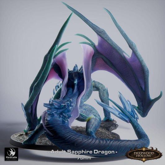 Produktfoto Tabletop 28mm Lord of the Print (LotP) 0: Tabletop Miniatur: Saphirdrache (Sapphire Dragon, erwachsen), Kristalldrache, Edelstein-Drache, Großdrache, Bossmonster, zum Sprung bereit, Odemangriff (26_03_C1)