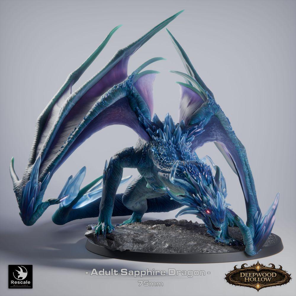 Produktfoto Tabletop 28mm Lord of the Print (LotP) 2: Tabletop Miniatur: Saphirdrache (Sapphire Dragon, erwachsen), Kristalldrache, Edelstein-Drache, Großdrache, Bossmonster, zum Sprung bereit, Odemangriff (26_03_C1)