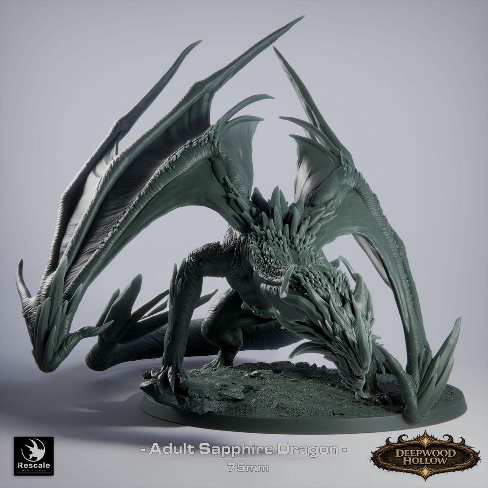 Produktfoto Tabletop 28mm Lord of the Print (LotP) 3: Tabletop Miniatur: Saphirdrache (Sapphire Dragon, erwachsen), Kristalldrache, Edelstein-Drache, Großdrache, Bossmonster, zum Sprung bereit, Odemangriff (26_03_C1)
