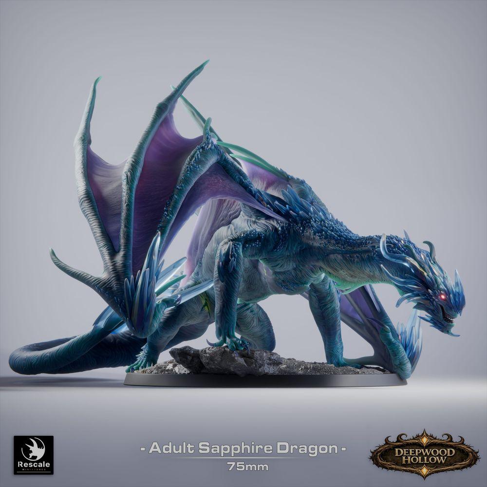 Produktfoto Tabletop 28mm Lord of the Print (LotP) 4: Tabletop Miniatur: Saphirdrache (Sapphire Dragon, erwachsen), Kristalldrache, Edelstein-Drache, Großdrache, Bossmonster, zum Sprung bereit, Odemangriff (26_03_C1)