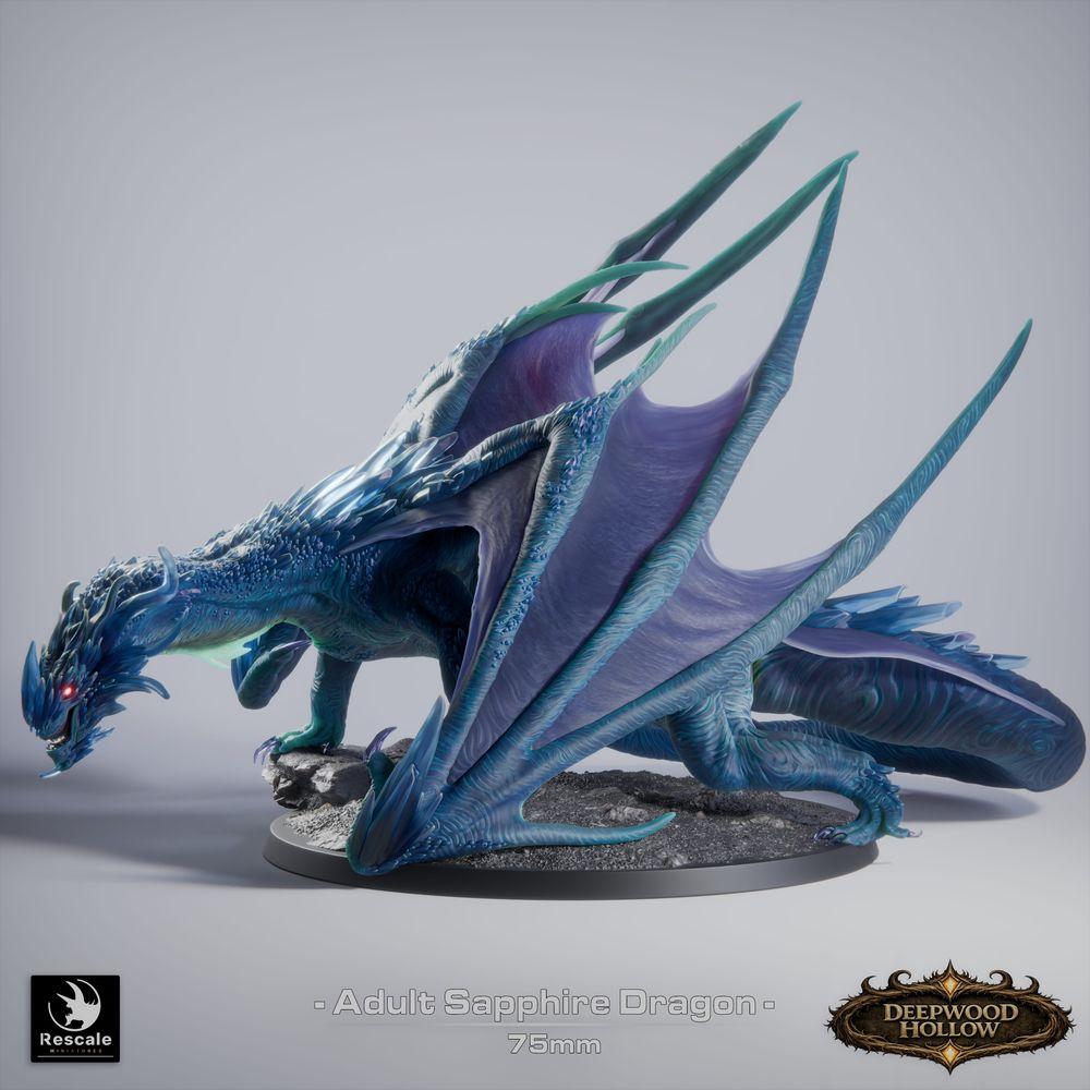 Produktfoto Tabletop 28mm Lord of the Print (LotP) 5: Tabletop Miniatur: Saphirdrache (Sapphire Dragon, erwachsen), Kristalldrache, Edelstein-Drache, Großdrache, Bossmonster, zum Sprung bereit, Odemangriff (26_03_C1)