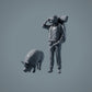 Bauernhof Tier Figuren: Schwein grasend - Berkshire Pig (a036)