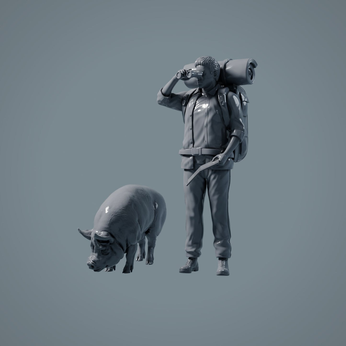 Bauernhof Tier Figuren: Schwein grasend - Berkshire Pig (a036)