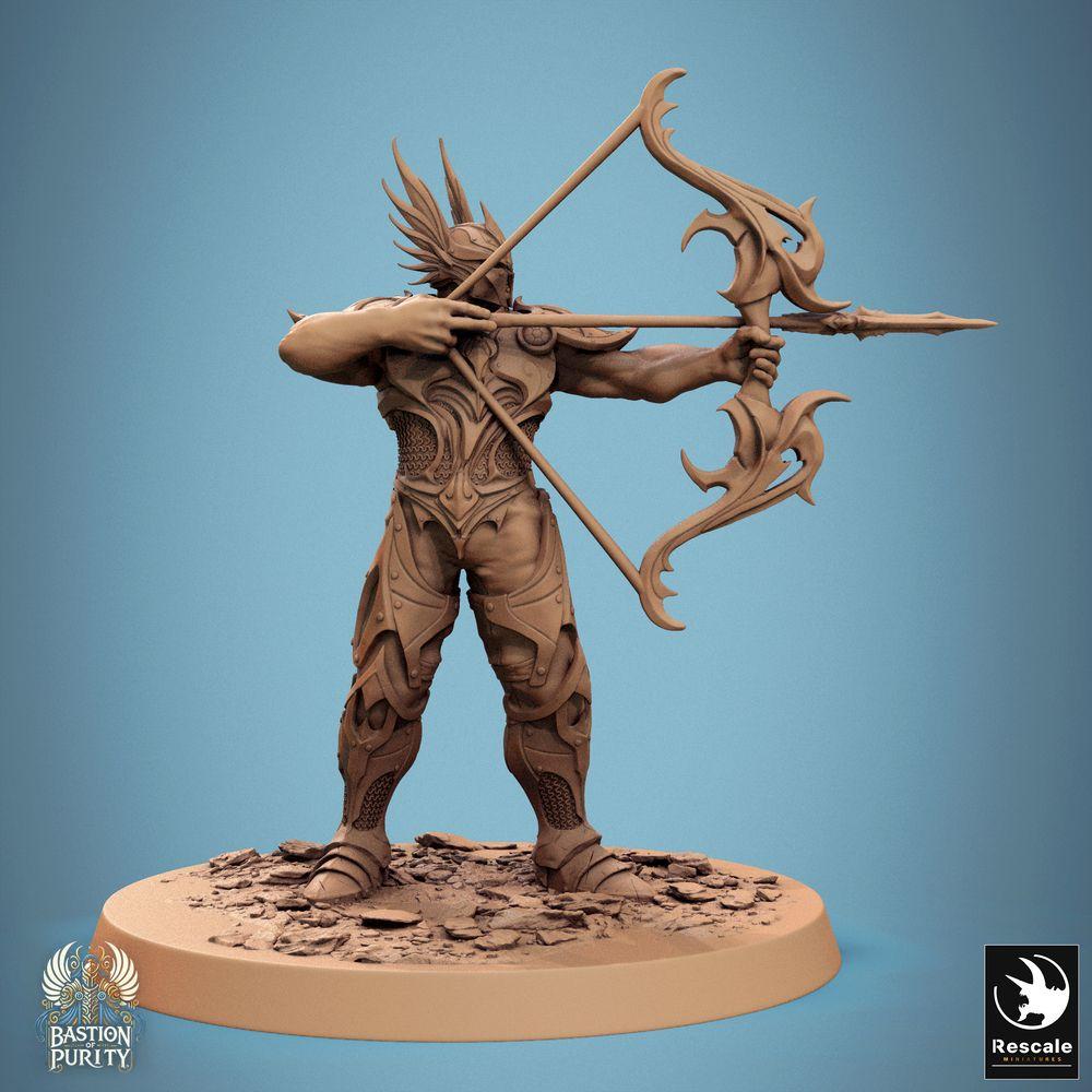 Produktfoto Tabletop 28mm Lord of the Print (LotP) 0: Tabletop Miniatur: Elfen-Bogenschütze mit Langbogen, Waldelfen-Waldläufer und Späher - Sentinel of Aetherium (24_09_D1)