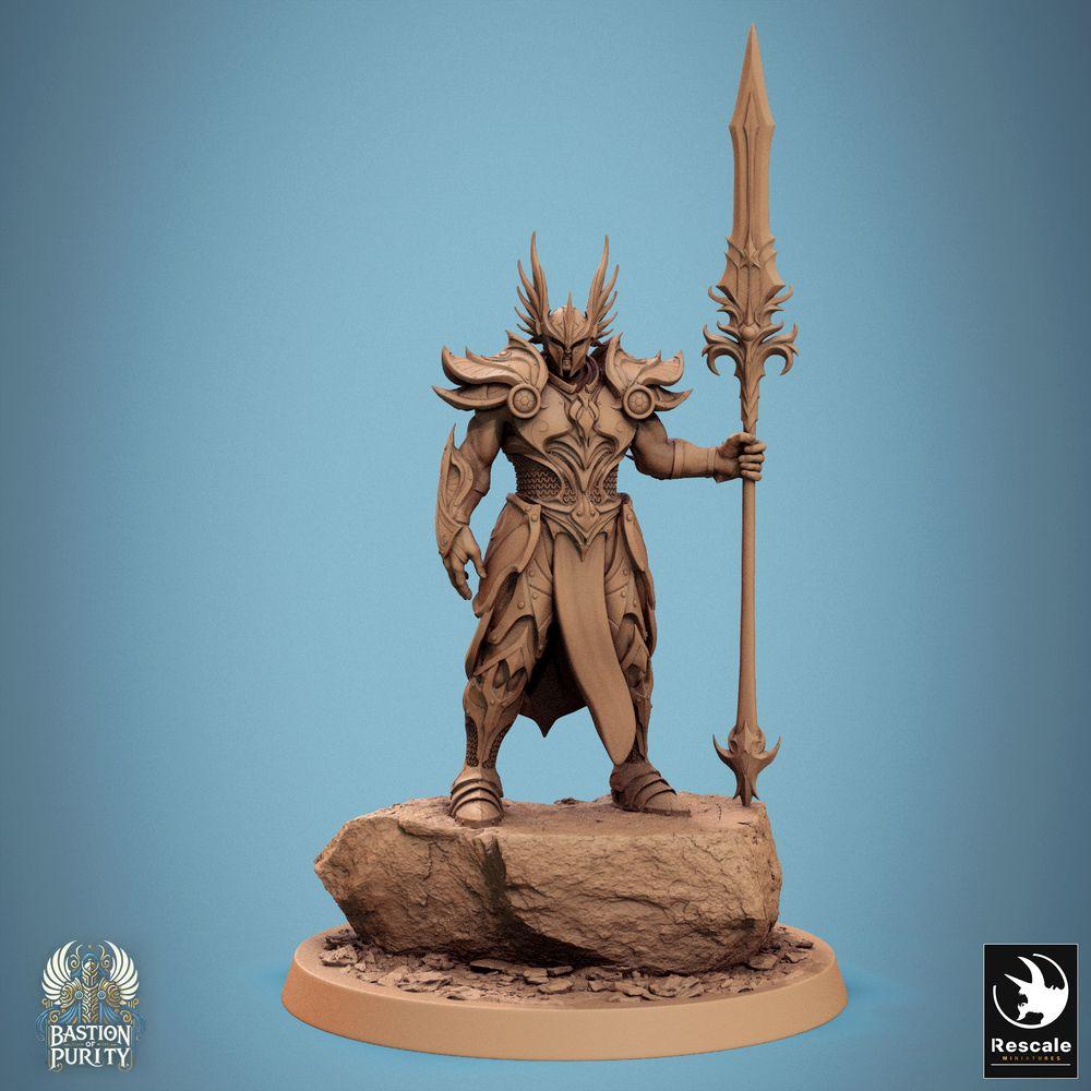 Produktfoto Tabletop 28mm Lord of the Print (LotP) 0: Tabletop Miniatur: Sentinel of Aetherium (Ätherium-Wächter) - Wächter-Kommandant mit Speer, Elitekrieger, Lancier, Ritter/Paladin (24_09_D4)