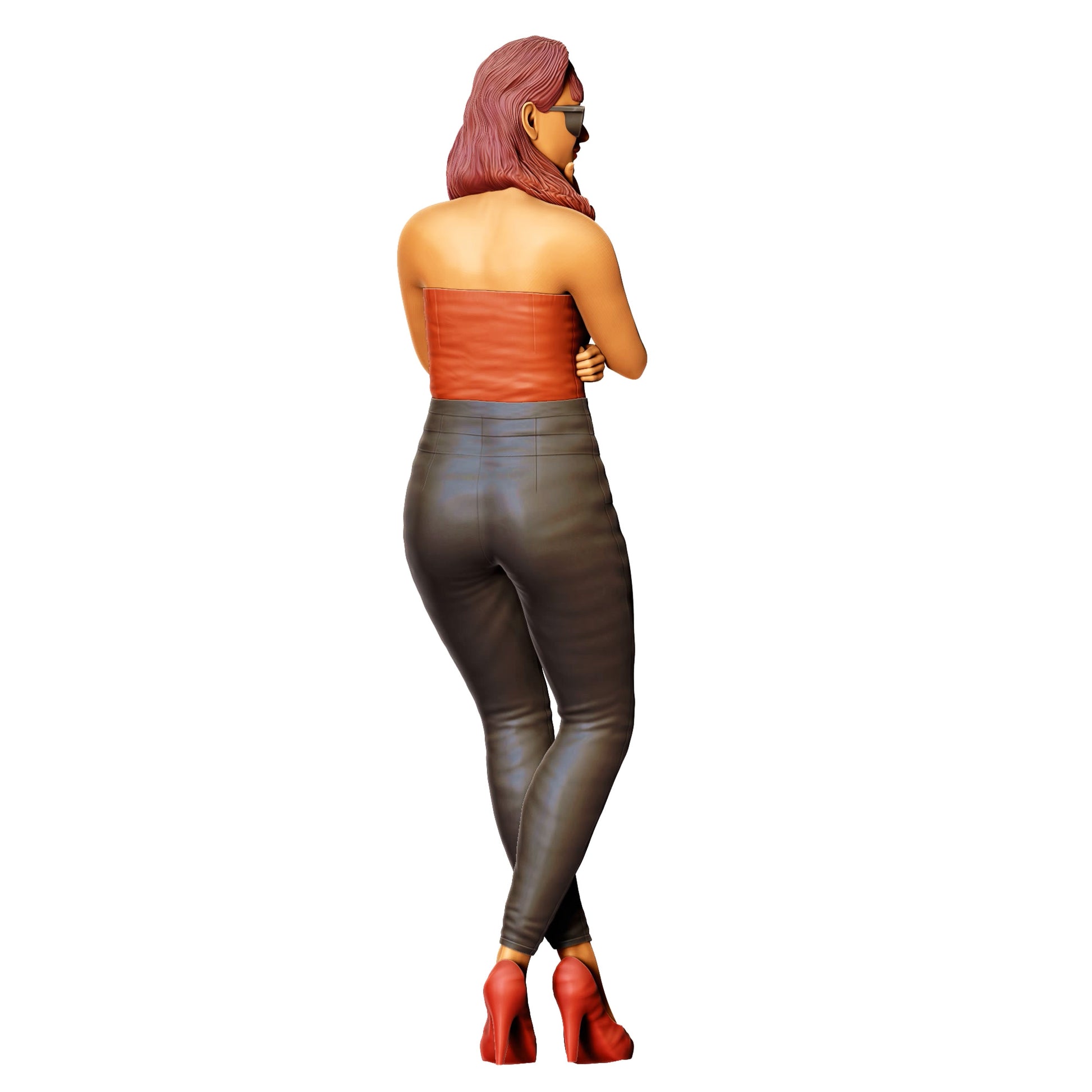 3DP Miniatures 2: Stehende Figur: Frau mit Sonnenbrille, trägerlosem Top & hochgeschnittener Hose (Ref. Nr. 471)
