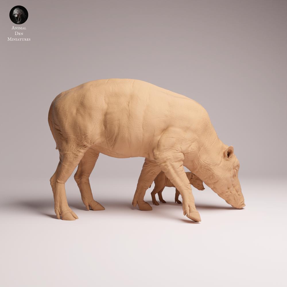 Produktfoto Tabletop 28mm Lord of the Print (LotP) 0: Wildtier Tierfigur: Nordsulawesi-Hirscheber - Weibchen mit Jungtier (25_12_08)