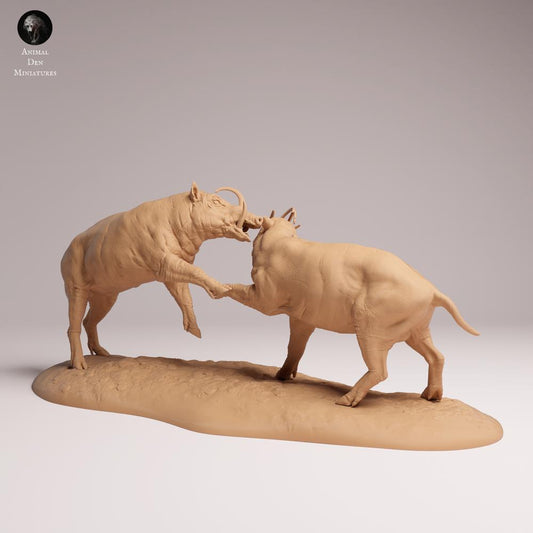 Produktfoto Tabletop 28mm Lord of the Print (LotP) 0: Wildtier Tierfigur: Nordsulawesi-Hirscheber - kämpfende Eber (25_12_09)