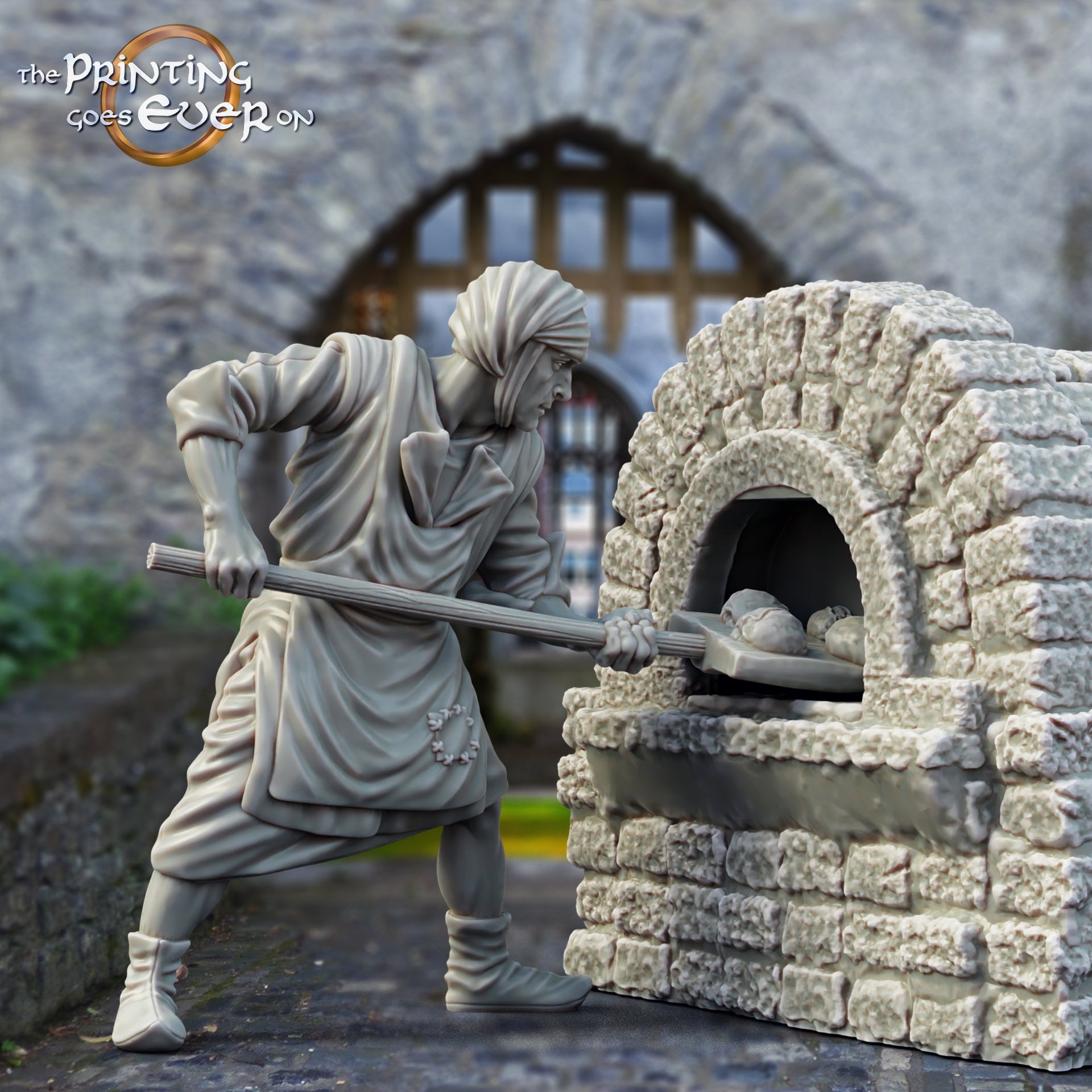 Produktfoto mittelalterliche historische Figur 75mm Scale The Printing Goes Ever On (TPGEO)  0: Mittelalterliche Ritter Figuren Dorfbewohner Bäcker - 75mm Modelle - Mittelalterliche Stadt