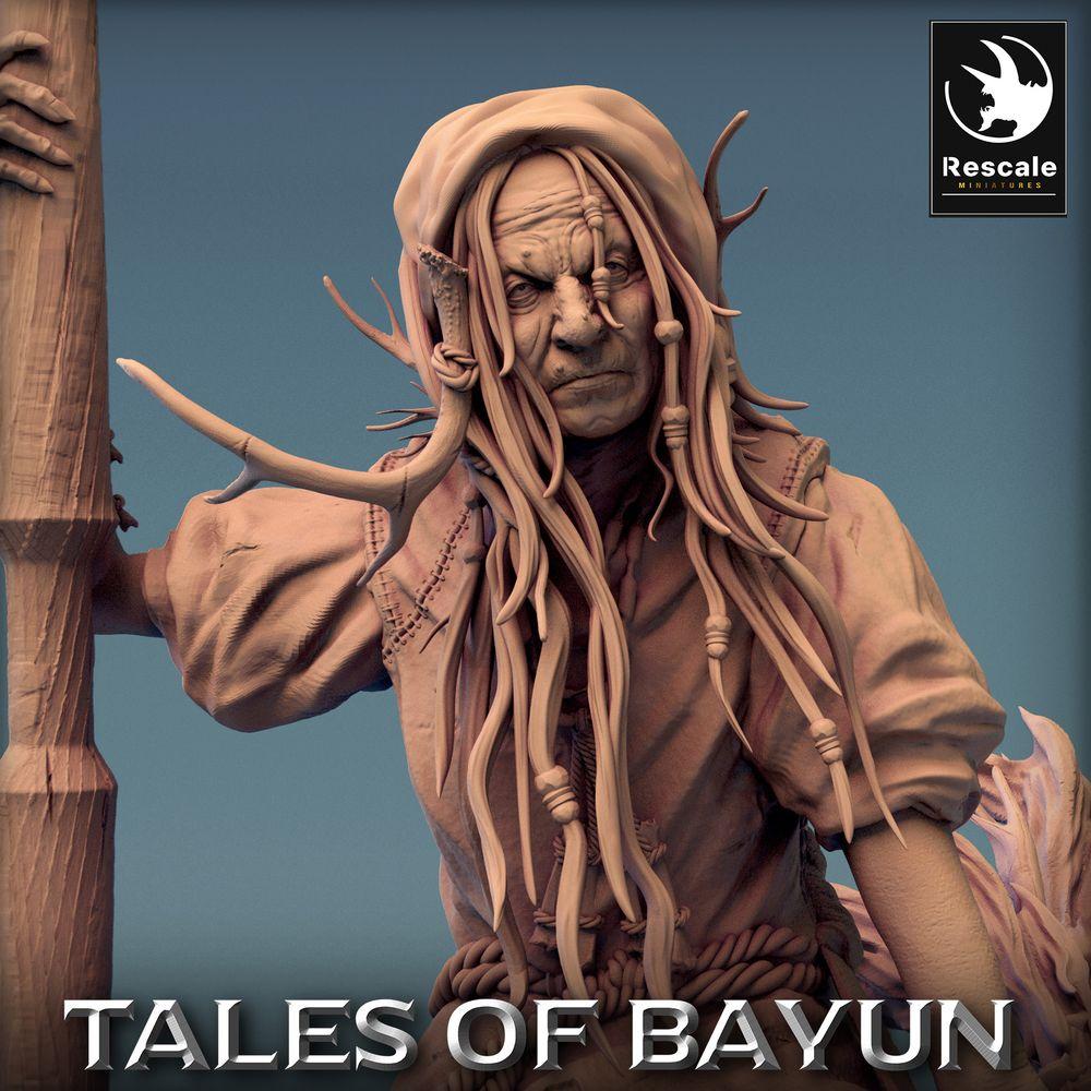 Produktfoto Tabletop 28mm Lord of the Print (LotP) 0: Tabletop Miniatur: Hexe Baba Yaga Baba Jaga, Nekromantin und Totenbeschwörerin auf Mörser mit Stößel und Besen (24_01_N)