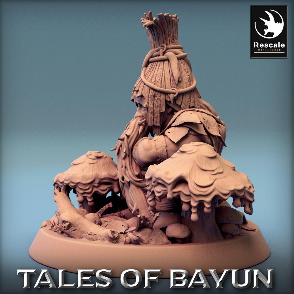 Produktfoto Tabletop 28mm Lord of the Print (LotP) 0: Tabletop Miniatur: Waldschamane und Pilzdruide, kauernd zwischen Pilzen - Borovichok (24_01_A4)