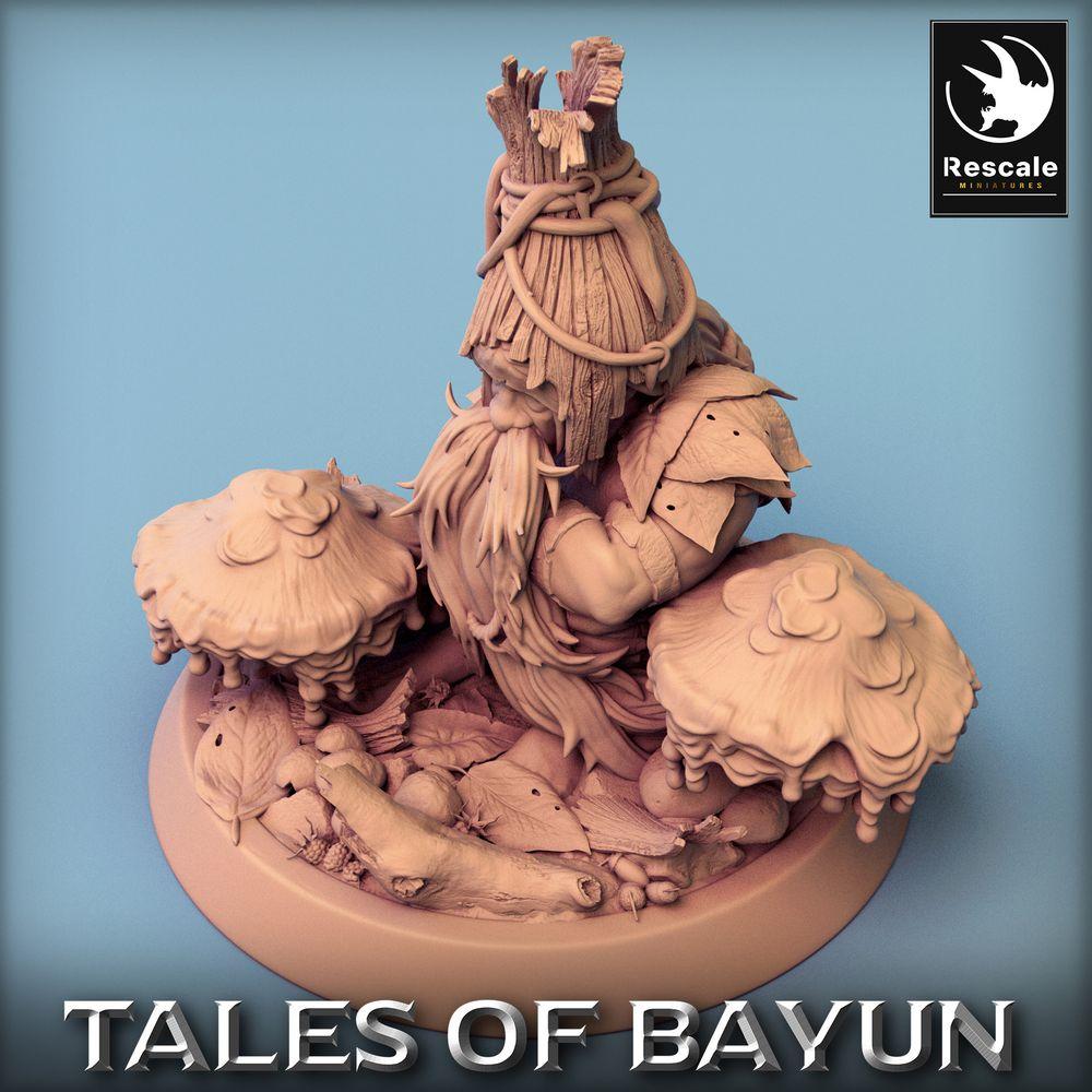 Produktfoto Tabletop 28mm Lord of the Print (LotP) 0: Tabletop Miniatur: Waldschamane und Pilzdruide, kauernd zwischen Pilzen - Borovichok (24_01_A4)
