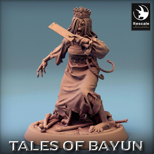 Produktfoto Tabletop 28mm Lord of the Print (LotP) 0: Fantasy Figur: Kikimora Princess Guard - Untote Königin, verfluchte Hexe, Banshee mit Fleischerbeil (24_01_F1)