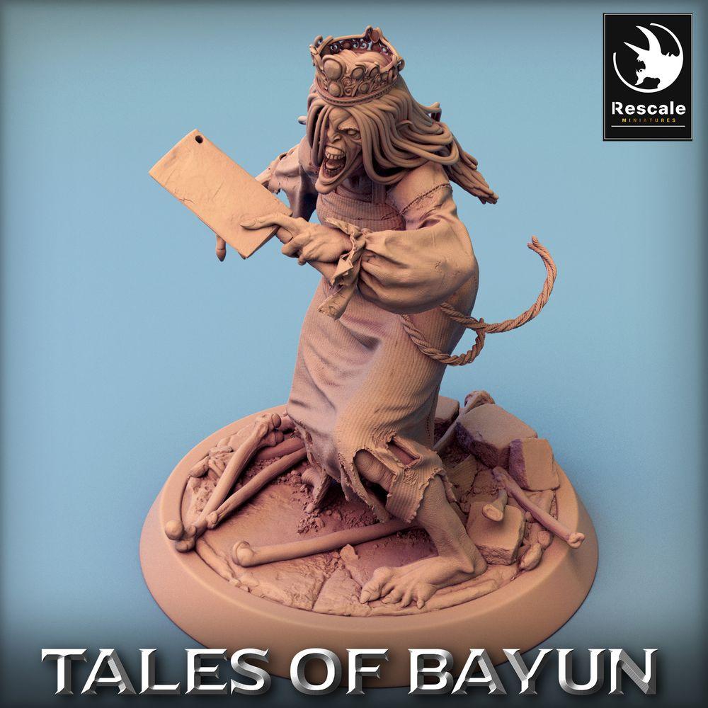 Produktfoto Tabletop 28mm Lord of the Print (LotP) 0: Fantasy Figur: Kikimora Princess Guard - Untote Königin, verfluchte Hexe, Banshee mit Fleischerbeil (24_01_F1)