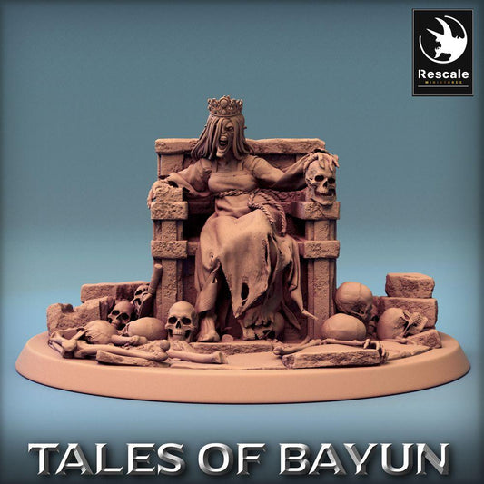 Produktfoto Tabletop 28mm Lord of the Print (LotP) 0: Tabletop Miniatur: Untote Königin auf Thron - Nekromantin, Knochenkönigin, Banshee-Matriarchin (Kikimora Princess Queen) (24_01_F3)