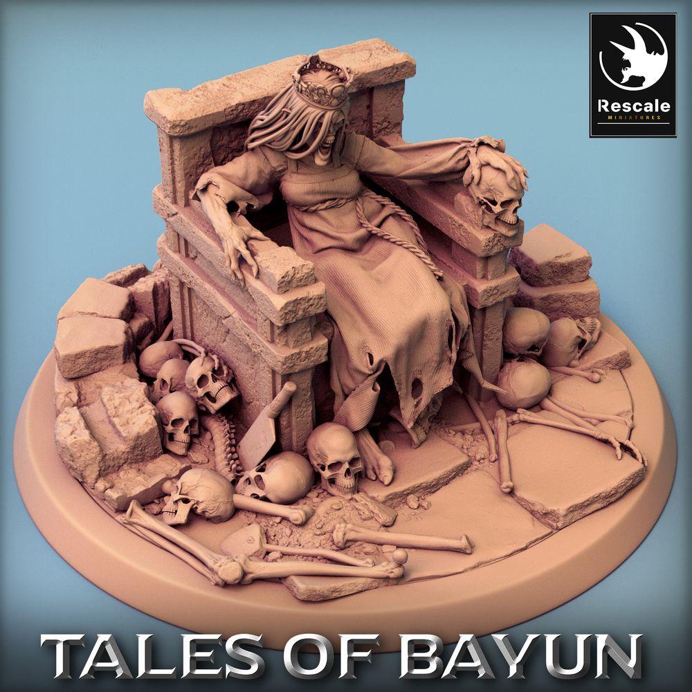 Produktfoto Tabletop 28mm Lord of the Print (LotP) 0: Tabletop Miniatur: Untote Königin auf Thron - Nekromantin, Knochenkönigin, Banshee-Matriarchin (Kikimora Princess Queen) (24_01_F3)