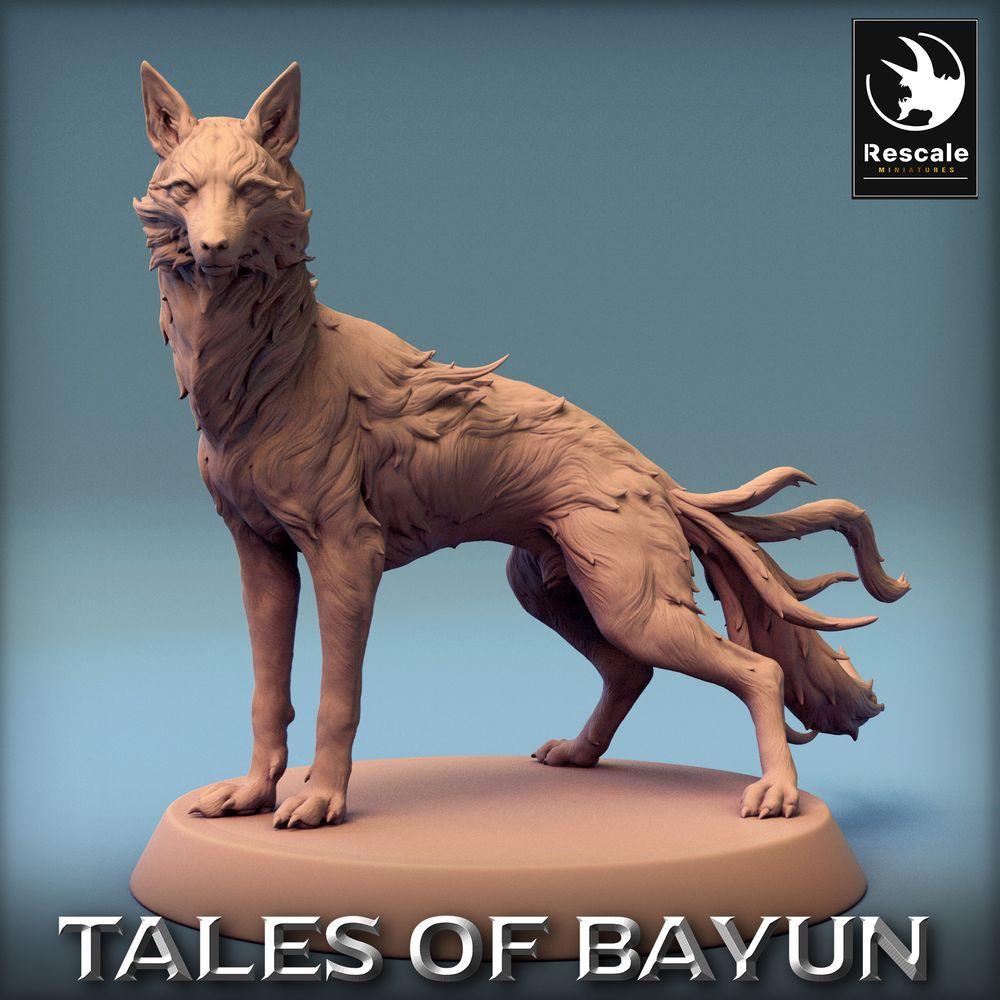 Produktfoto Tabletop 28mm Lord of the Print (LotP) 0: Tabletop Miniatur: Wolf, Schattenwolf (Shadow Wolf), mehrschwänziger Geisterfuchs (Kitsune), Dämonenhund, Tiervertrauter (24_01_L)