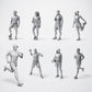 Sport, Freizeit und Athleten Figuren-Set – 8 unbemalte Resinfiguren in offener Übersicht
