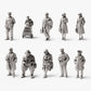 Historische Bahnhofs- und Eisenbahnfiguren – 10 unbemalte Resinfiguren in offener Übersicht