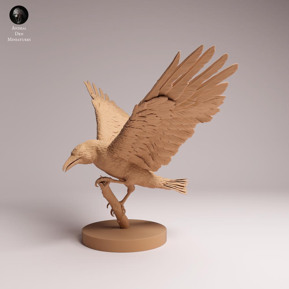 Produktfoto Tabletop 28mm Lord of the Print (LotP) 1: Wildtier Tierfigur: Kolkrabe - im Landeanflug (26_06_08)