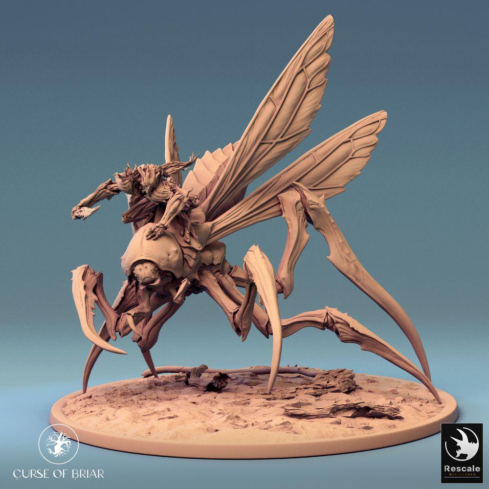 Produktfoto Tabletop 28mm Lord of the Print (LotP) 0: Tabletop Miniatur: Insektenreiter auf geflügeltem Monstermount, Schwarmreiter-Boss, Chitin-Krieger mit Knochenklinge, Beastmaster Insect Rider (24_07_D4)