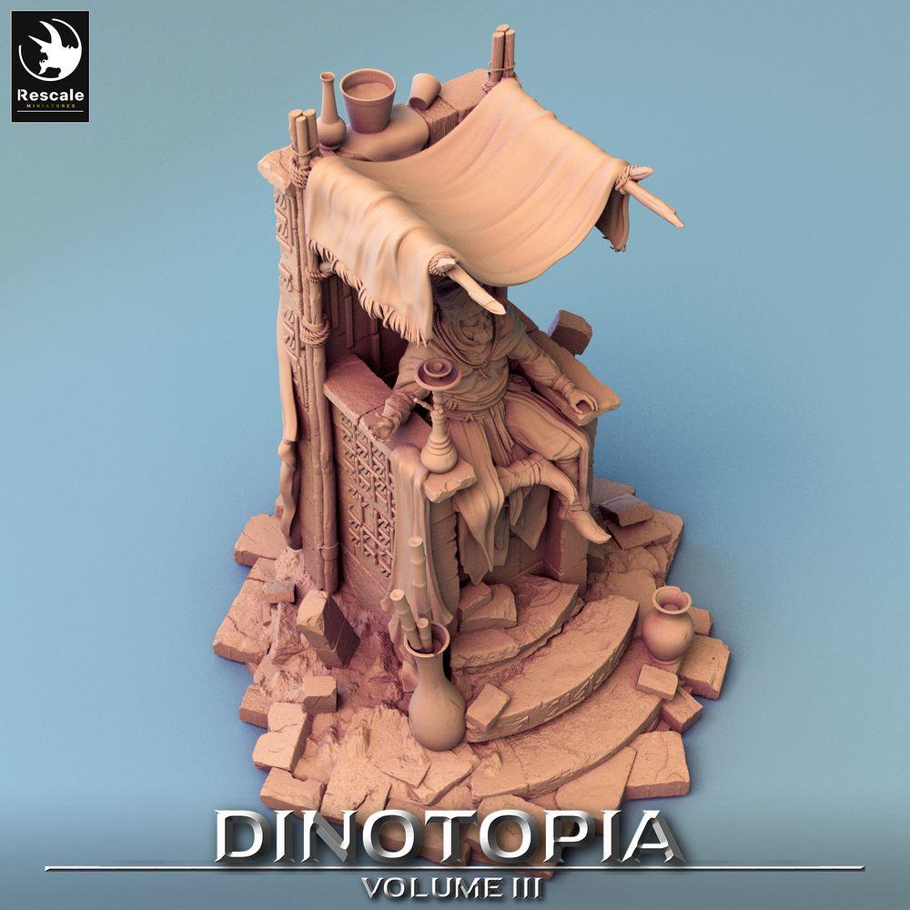 Produktfoto Tabletop 28mm Lord of the Print (LotP) 0: Tabletop Miniatur: Thronender Wüstenkönig, Sultan, Kalif - Palast-Herrscher auf Thron, Diorama Szenenbase (24_06_E12)