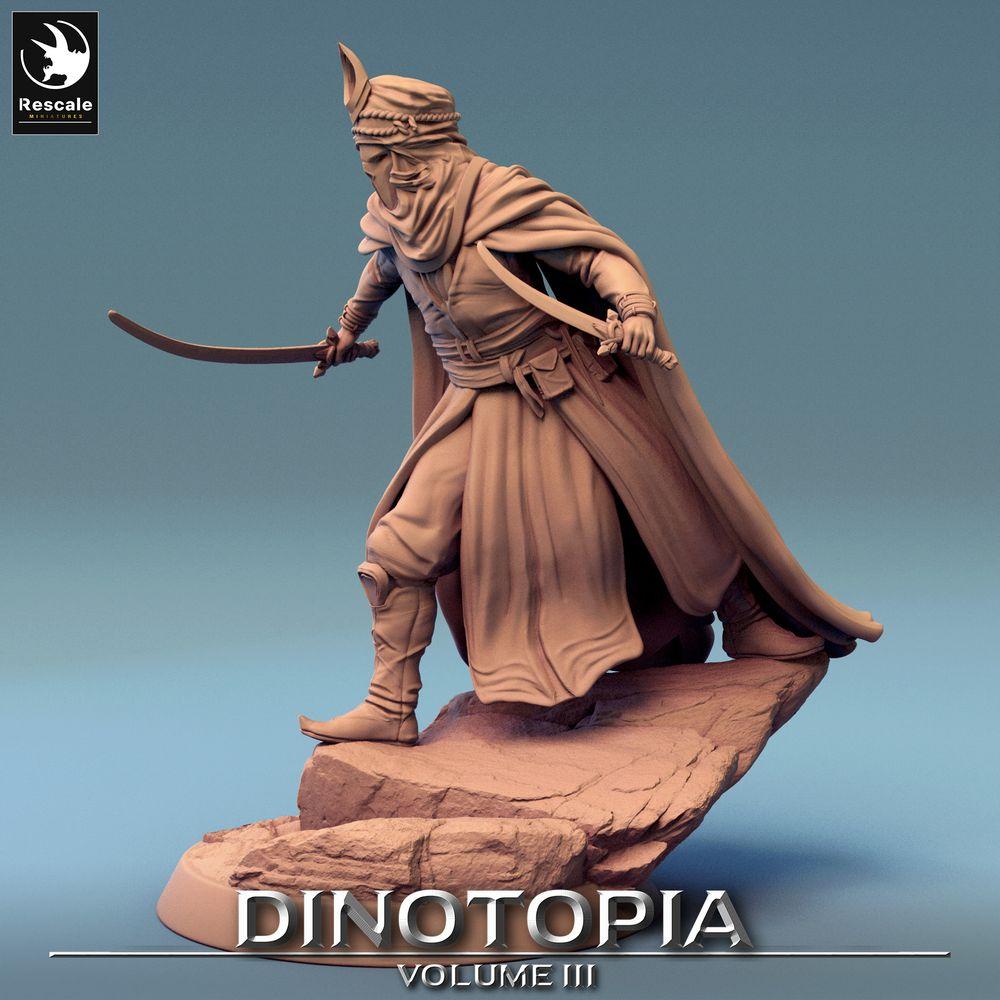 Produktfoto Tabletop 28mm Lord of the Print (LotP) 0: Tabletop Miniatur: Wüsten-Assassine, Nomaden-Outlaw, Duellant mit zwei Krummsäbeln (24_06_E1)
