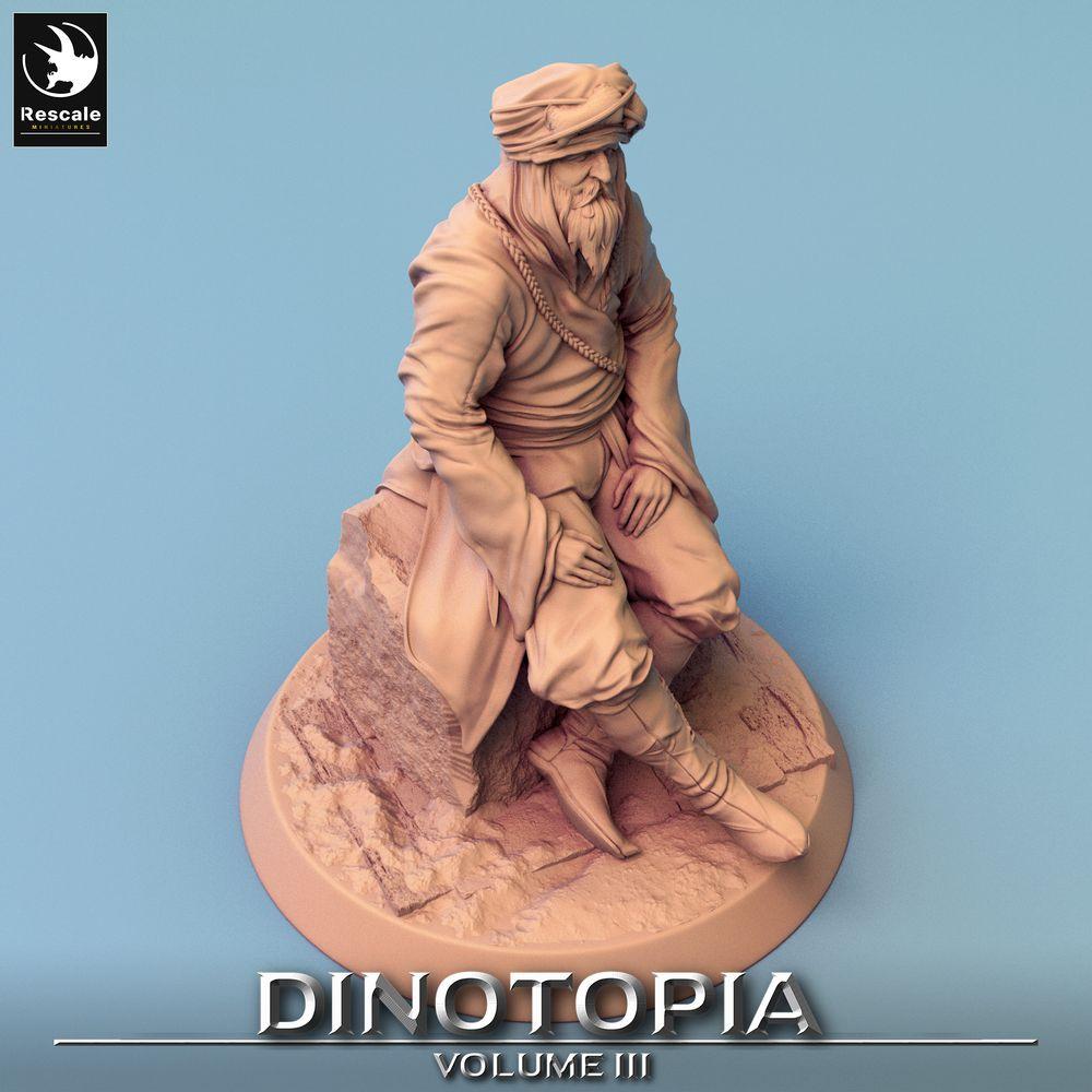 Produktfoto Tabletop 28mm Lord of the Print (LotP) 0: Tabletop Miniatur: Nomaden‑Ältester - Wüstenweiser, Karawanenführer, sitzender Geschichtenerzähler (24_06_E20)