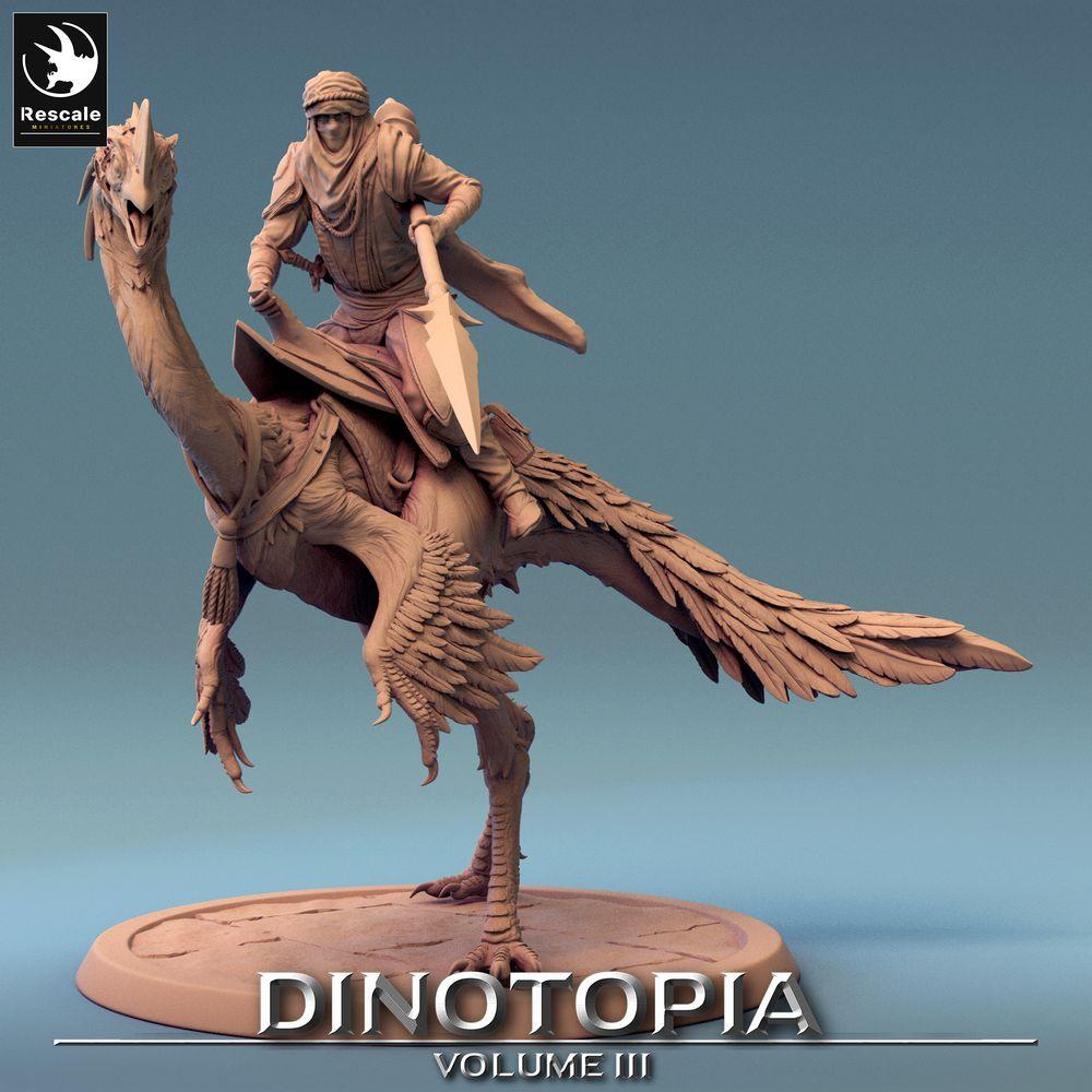 Produktfoto Tabletop 28mm Lord of the Print (LotP) 0: Tabletop Miniatur: Nomaden-Kavallerist auf Raptor, Vogelreiter mit Lanze / Raptor Rider (24_06_D5)