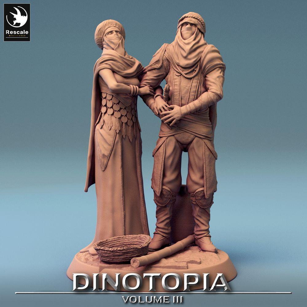 Produktfoto Tabletop 28mm Lord of the Print (LotP) 0: Fantasy Figuren Set: Wüsten-Nomaden Anführerpaar, Karawanenwächter Duo, Dünen-Späher (24_06_E29)