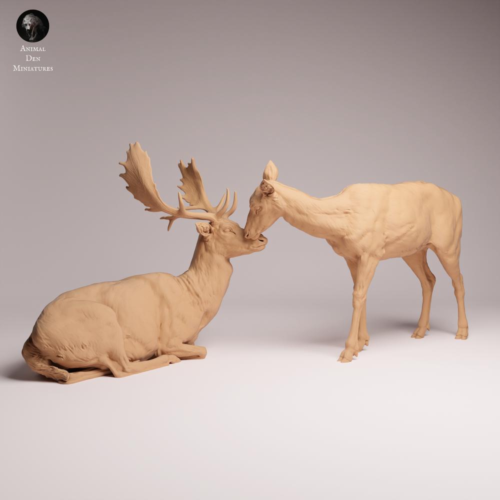 Produktfoto Tabletop 28mm Lord of the Print (LotP) 2: Wildtier Tierfigur: Damhirsche - Bock und Kuh (26_01_01)