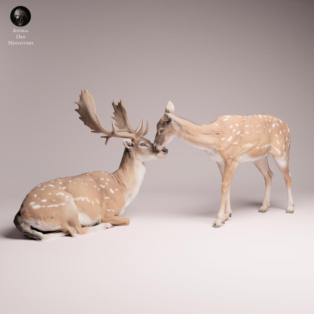 Produktfoto Tabletop 28mm Lord of the Print (LotP) 3: Wildtier Tierfigur: Damhirsche - Bock und Kuh (26_01_01)