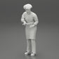 Diorama Modellbau Produktfoto 11: Diorama-Miniatur: stehender Küchenchef in Berufskleidung mit Kochmesser (Ref Nr. A49)