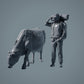 Farm Tier Figur: grasende Kuh - Red Devon Cow (a028)